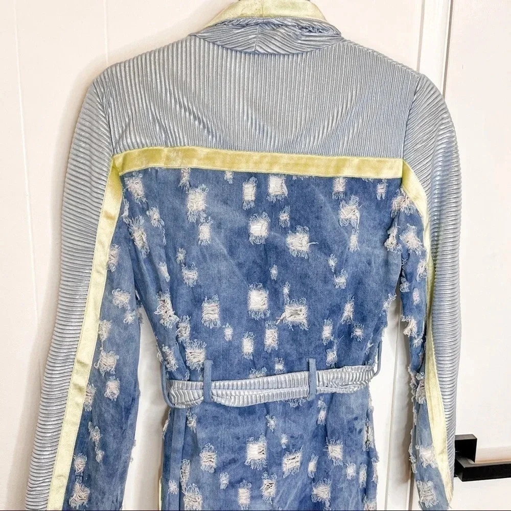Vivienne Hu distress denim dress runway spring 2019 collection NWT size 2 - Picture 8 of 12